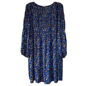 Chloe + Rene Paisley Dress Blue Light Knee Length Sz 2X